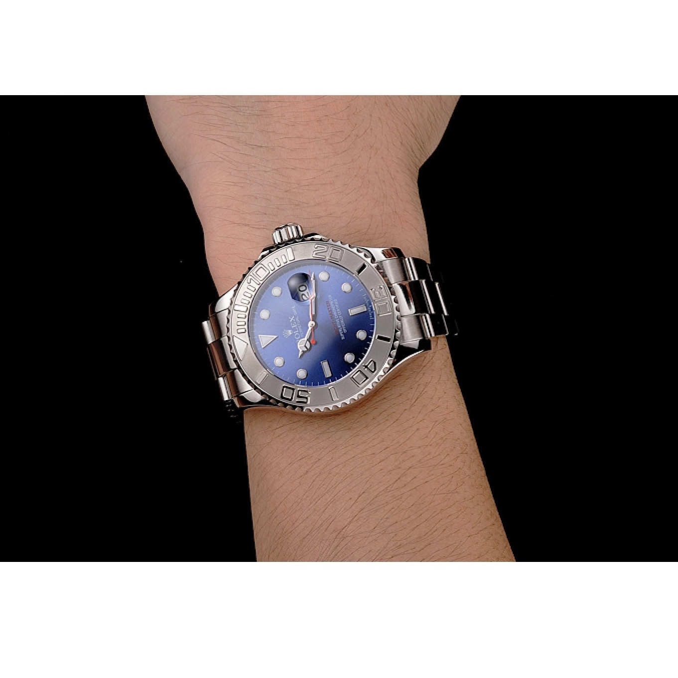 Aaa replica watch Dial Yacht-Master Stainless Rolex Blue Case Bracelet And Steel 0730